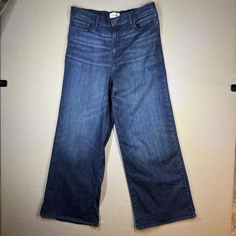 FRAME Womens Le Palazzo High Rise Wide Leg Dark Blue Guilty Jeans Denim Size 32